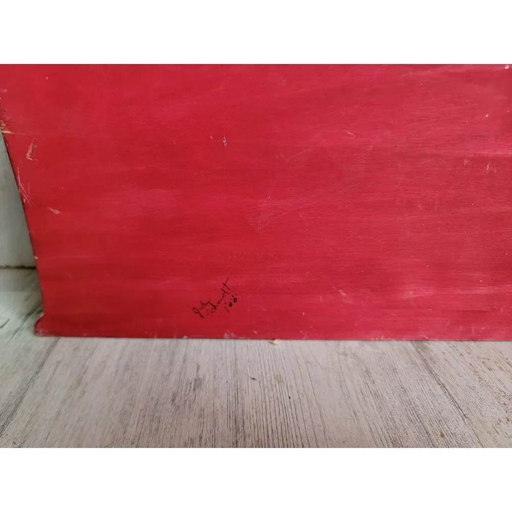 Vintage wooden Santa Claus Merry Xmas home‎ decor figure sign